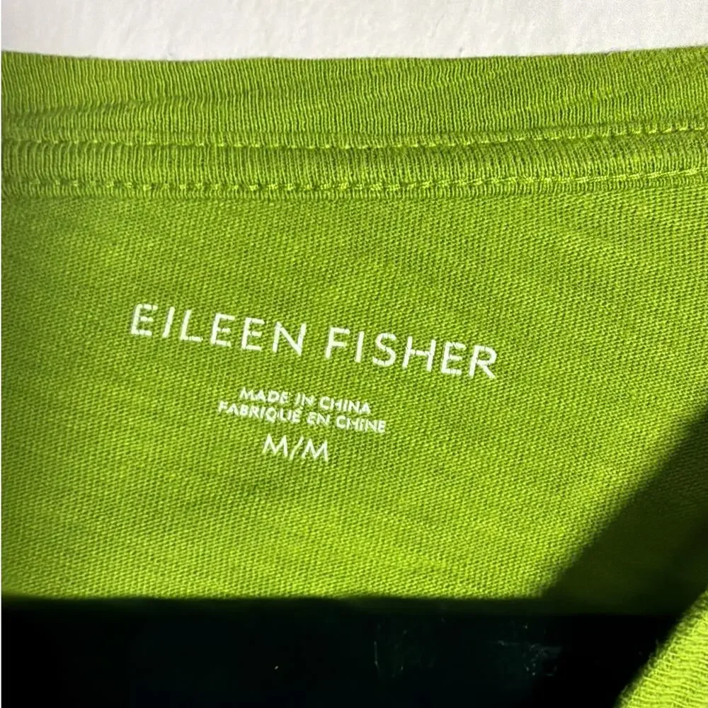 NEW Eileen Fisher 100% Organic Linen Tee Womens M Green Slub Jersey Short Sleeve - Picture 4 of 6